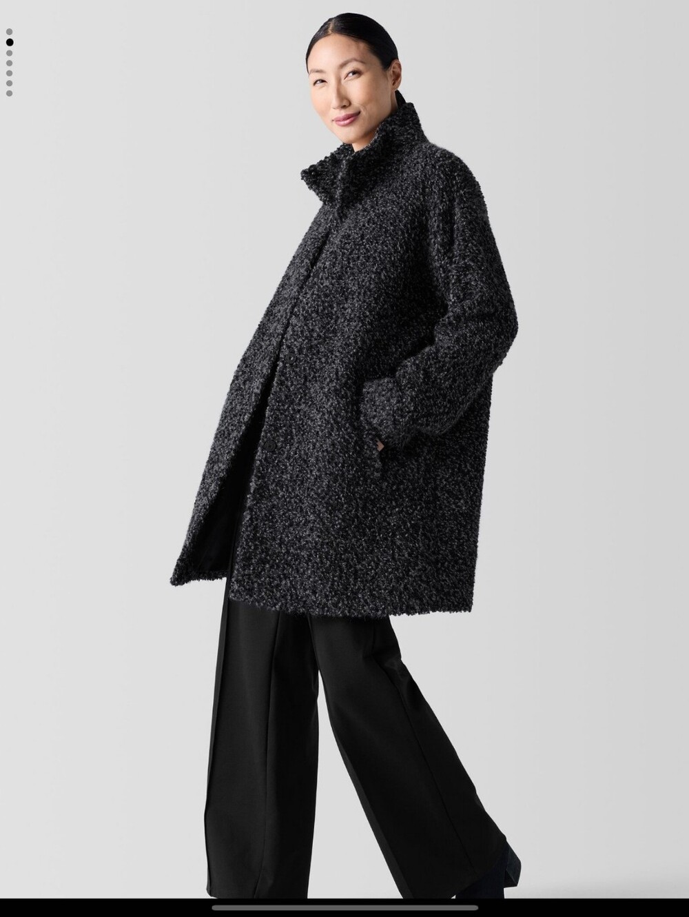 Eileen Fisher Woman Wool Textured Midi Gray Coat Size 1X Coastal Grandma